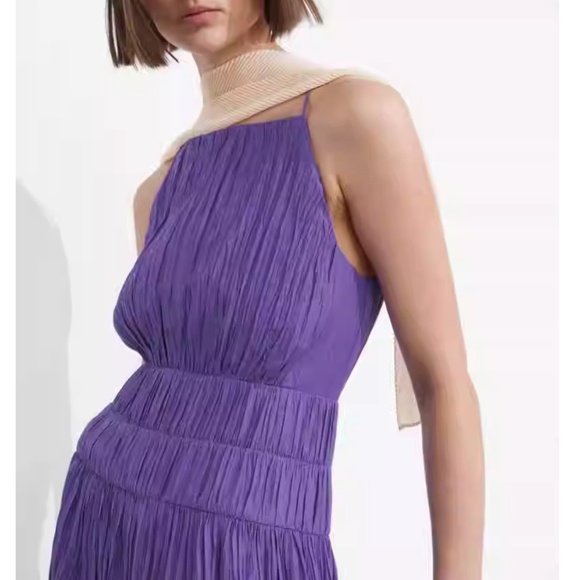 & Other Stories Shirred Sleeveless Midi Dress - Purple - Picture 3 of 10